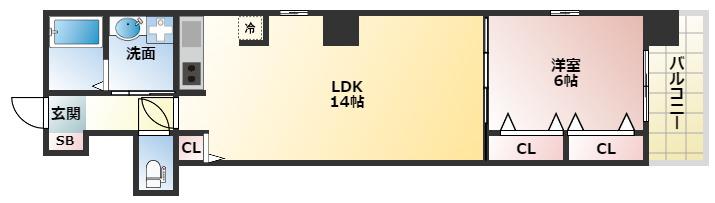 BROAD阿倍野阪南町RESIDENCE(1LDK/2階)の間取り写真