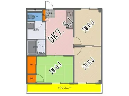 メゾンアンパー(3DK/3階)の間取り写真