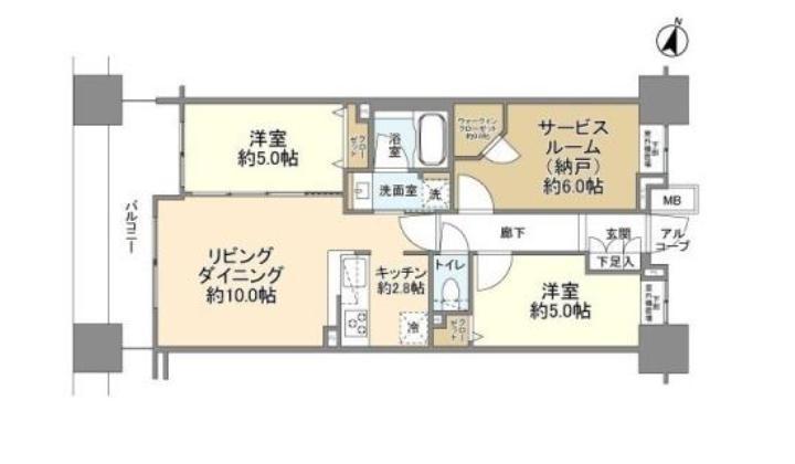 クレストシティータワーズ横浜(2SLDK/2階)の間取り写真