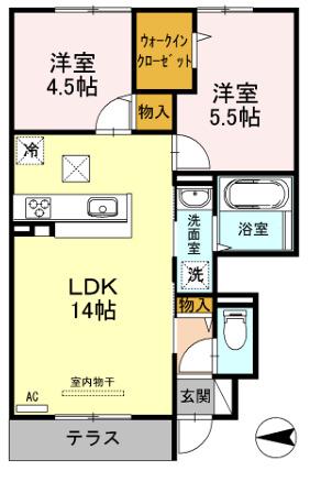 アネシス御立(2LDK/1階)の間取り写真