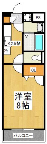 エル パライソ(1K/1階)の間取り写真