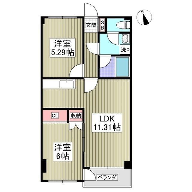 エトワールマンション(2DK/3階)の間取り写真