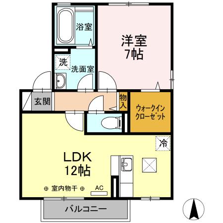 リビングタウン南仙北 E(1LDK/1階)の間取り写真