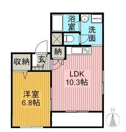 マンションドム高見I(1LDK/1階)の間取り写真