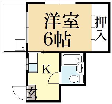 ハイツ芙蓉(1K/4階)の間取り写真