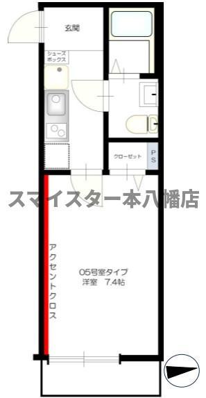 BABYLON船橋法典(1K/2階)の間取り写真