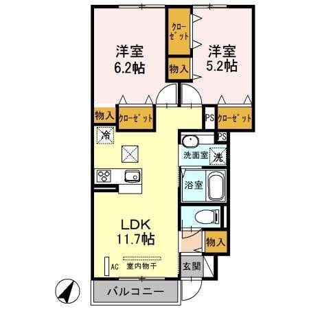 セリシール(2LDK/1階)の間取り写真