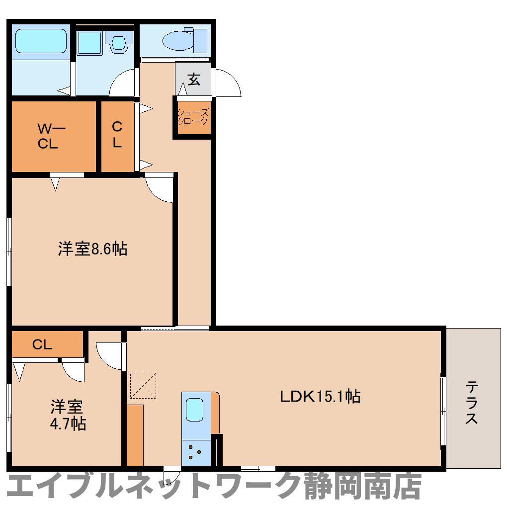 KOMOREBI GARDEN中田本町B(2LDK/1階)の間取り写真