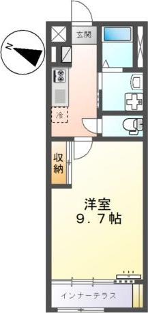 カメリア石鎚I(1K/1階)の間取り写真