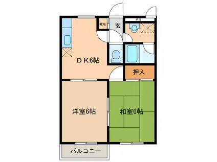 シュリンプフィールド(2DK/1階)の間取り写真