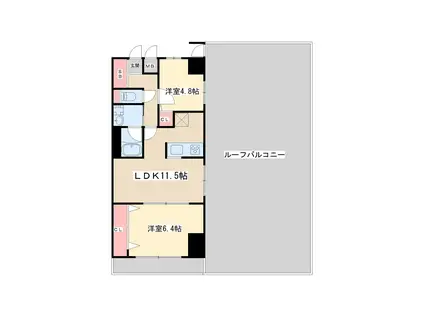 ルーエ江坂(2LDK/10階)の間取り写真