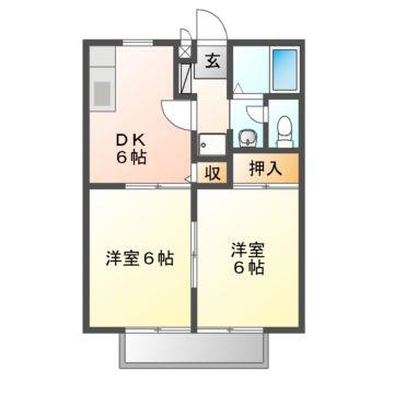 モンブランソレジオC棟(2DK/1階)の間取り写真