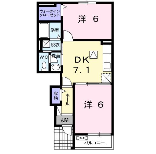 クレーデレドーノタカ&ヨッシー(2DK/1階)の間取り写真