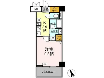 ヴィラ トルチュ東刈谷(1K/2階)の間取り写真