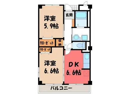 メディア―マ(2DK/3階)の間取り写真