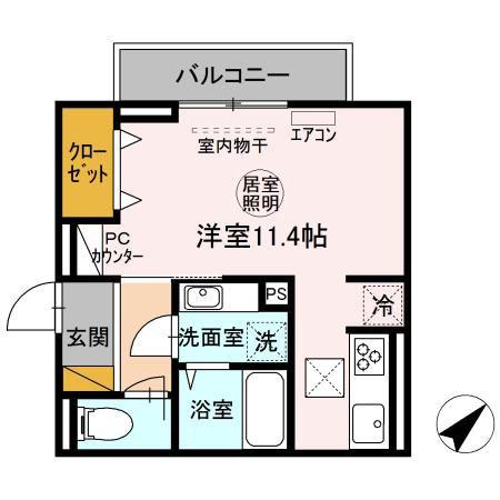 フランボワーズ中島(ワンルーム/1階)の間取り写真