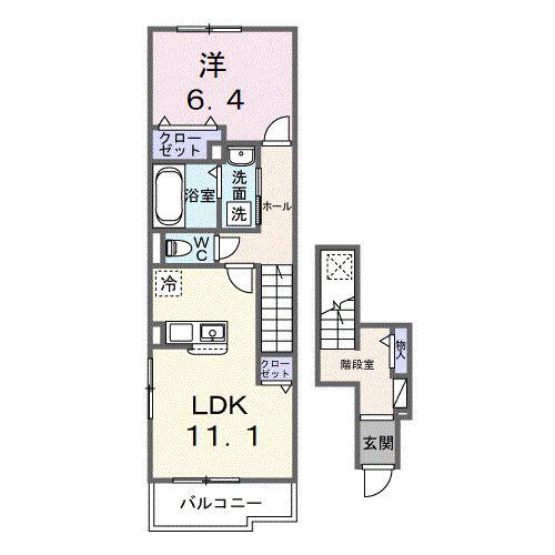ベル ソーレ メゾン(1LDK/2階)の間取り写真