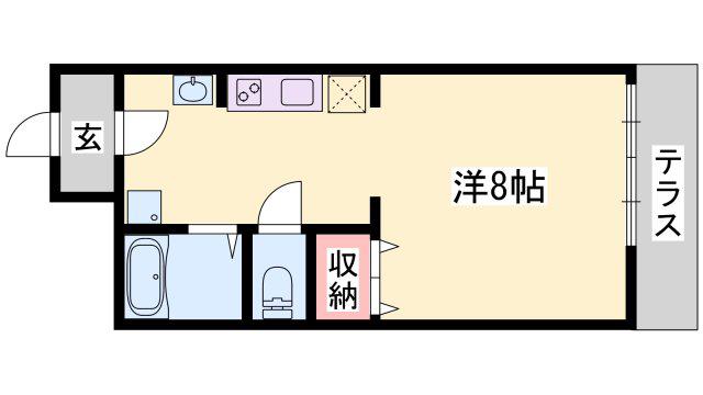神戸電鉄粟生線 志染駅 徒歩5分 2階建 築19年(1K/2階)の間取り写真