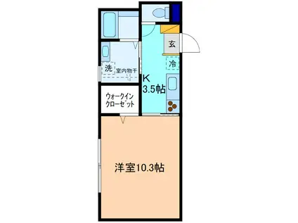 ヴォラーレ アルコ(1K/2階)の間取り写真