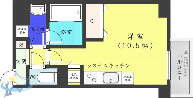 バロンドール(ワンルーム/6階)の間取り写真