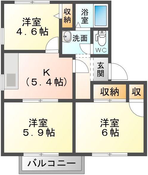 グランビア庄内(3DK/2階)の間取り写真