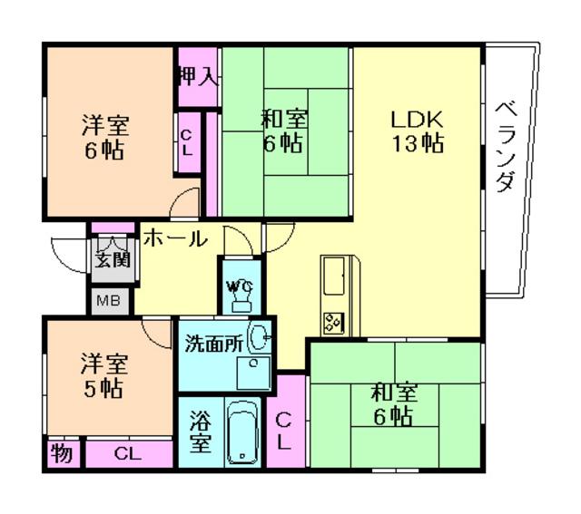 COLLECTION刀根山(4LDK/5階)の間取り写真