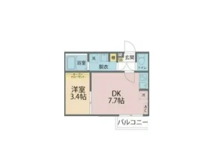 カインドネス東浦和(1DK/2階)の間取り写真