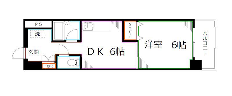 小金井本町ビル(1DK/9階)の間取り写真