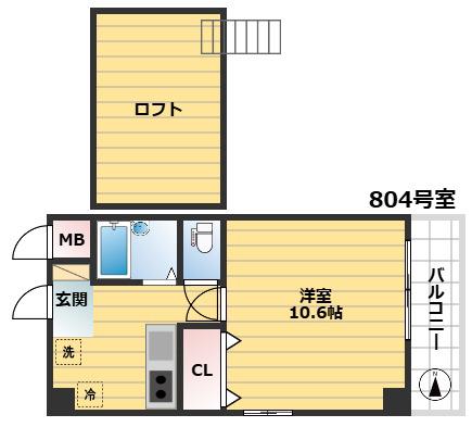 アクシス-E(ワンルーム/8階)の間取り写真