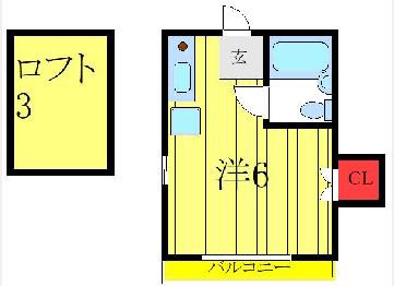 NO.6タキシマ(ワンルーム/2階)の間取り写真