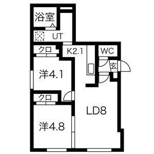 リンコントロ発寒(2LDK/4階)の間取り写真