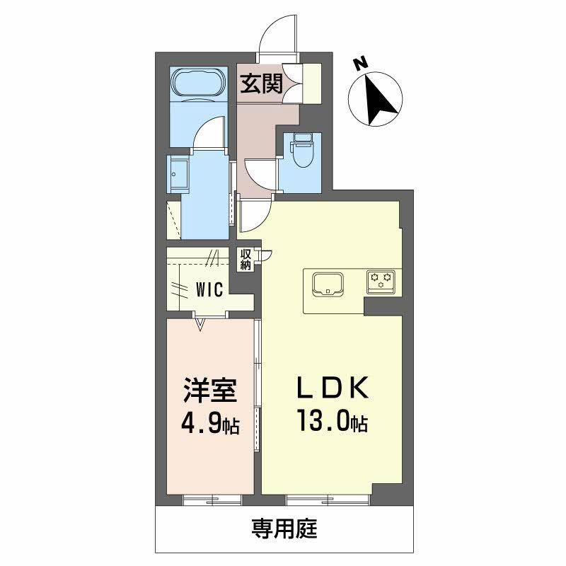 シャーメゾンW(1LDK/1階)の間取り写真