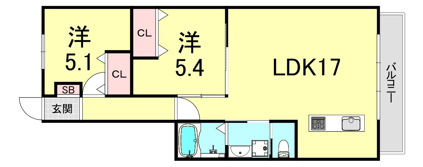 JACKSON STREET 521(2LDK/4階)の間取り写真