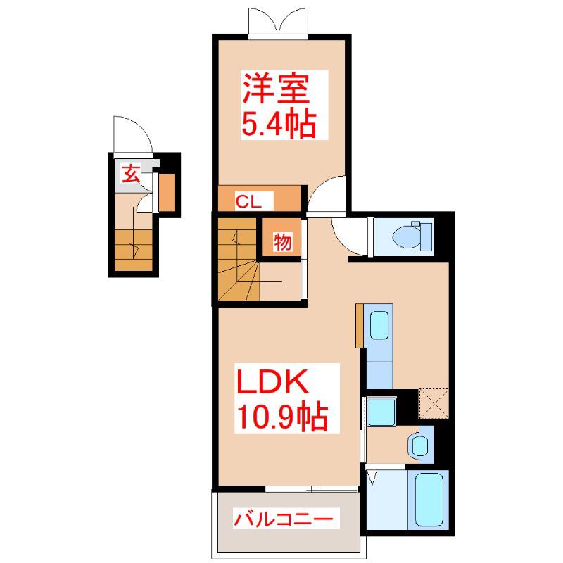 ブライト 光(1LDK/2階)の間取り写真