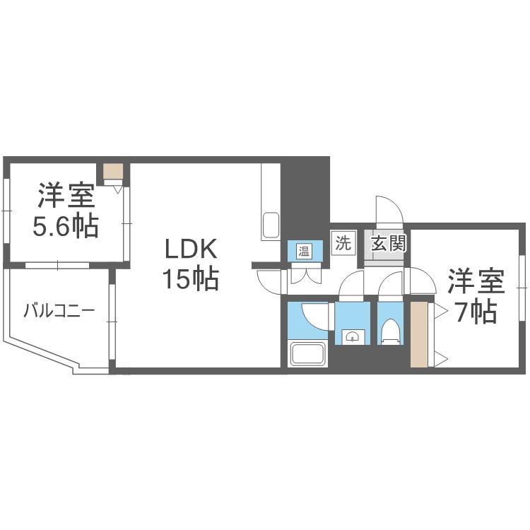 幌平橋ハイホーム(2LDK/3階)の間取り写真