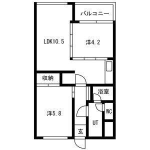ピボット桐林ビル(2LDK/3階)の間取り写真