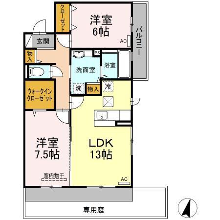 ドルチェヴィータ(2LDK/1階)の間取り写真