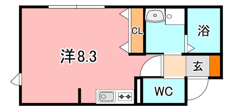 玉島長尾アパート(ワンルーム/2階)の間取り写真