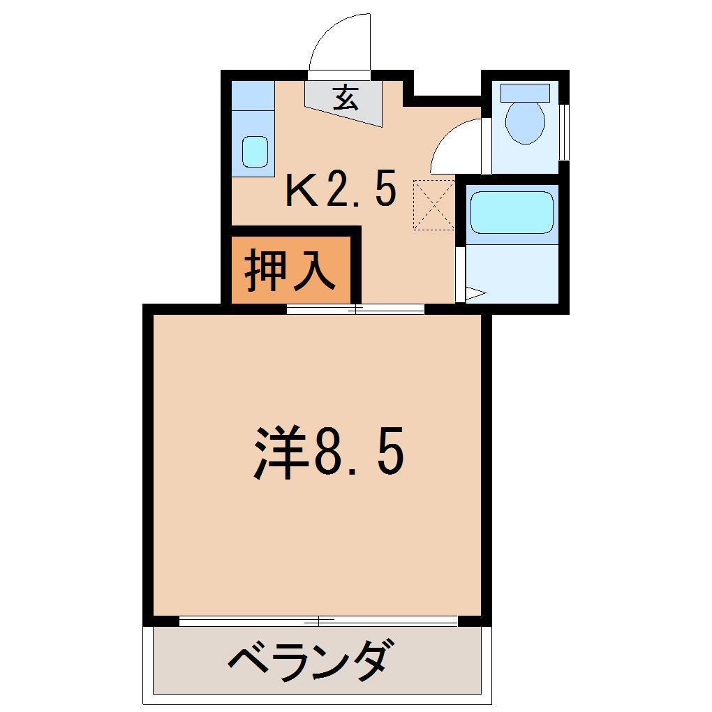 ピュアライフ江川(1K/2階)の間取り写真