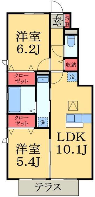 リヴェール壱番館(2LDK/1階)の間取り写真