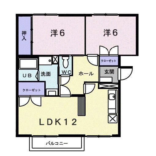 ドゥエリングT(2LDK/2階)の間取り写真