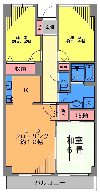 パスティーユ石川台(3LDK/4階)の間取り写真