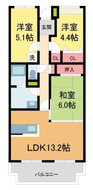 オルテンシアKOBE(3LDK/2階)の間取り写真