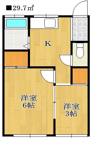 INAビル(2DK/2階)の間取り写真