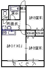 正気屋ハイツC棟(2LDK/3階)の間取り写真