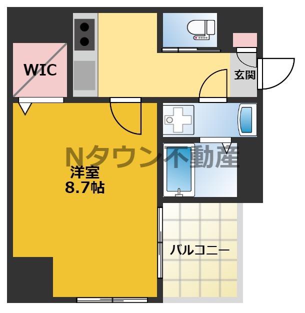 メイクス上前津II(1K/1階)の間取り写真