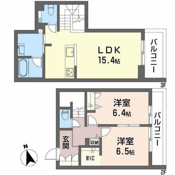 シャーメゾン ラ テラ(2LDK/2階)の間取り写真