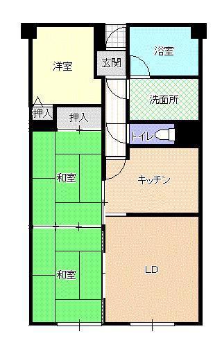 ファミール郡山開成山公園(3LDK/7階)の間取り写真