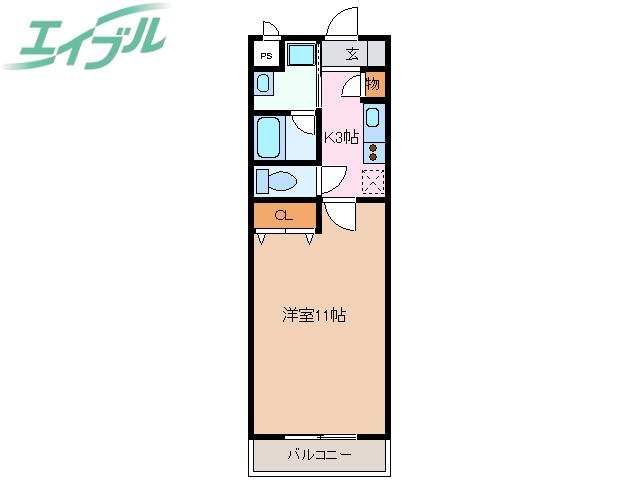 セレッソIKUWA(1K/3階)の間取り写真