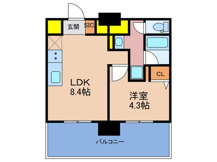 ジオエント梅田北リバーフロント(1LDK/13階)の間取り写真